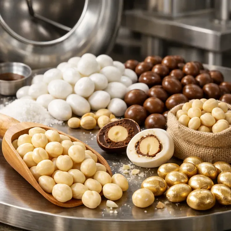 Blanched kernels for dragée manufacturing illustration